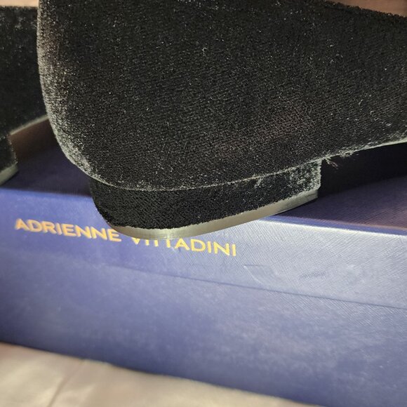 Adrienne Vittadini Black Velvet Crystal Buckle Flats Victorian Glam | 2YK size 9 - Picture 15 of 16